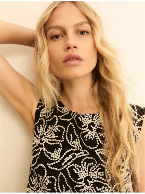 Abito smanicato in cotone e lino ricamati - NERO EMME MARELLA | EMMVISINO192/005